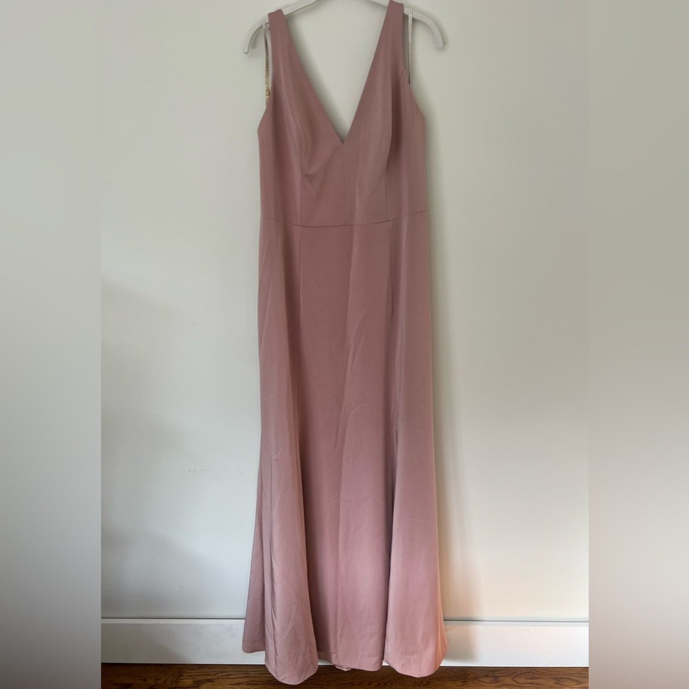 Jenny Yoo Blush Pink V-Neck Prom Dress
